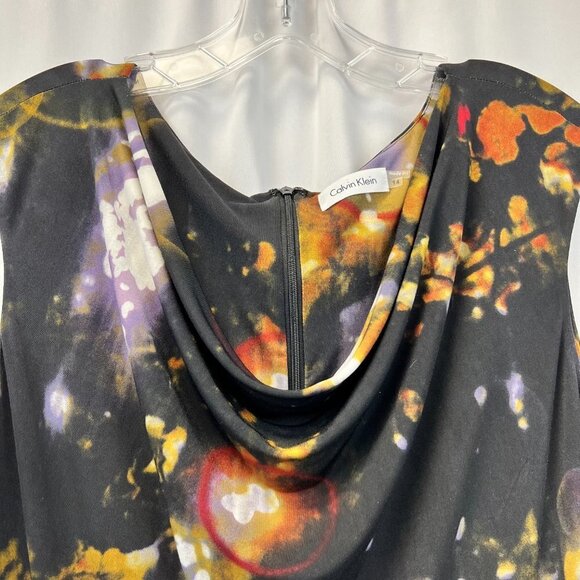 Calvin Klein Womens Multicolor Cowl Neck Sleeveless Short Shift Dress Size 14 - Picture 5 of 9